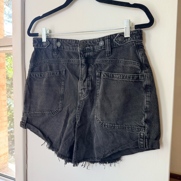 New Free People We The Free Palmer Shorts Denim Jean Slouchy Baggy in Black 27 - Picture 7 of 10